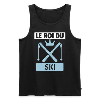 Le roi du ski Skieur Montagne Sports d'hiver Noël - Débardeur bio Premium Homme - noir - Devant - Michal (187cm)