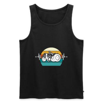 Herzschlag Trecker - Männer Premium Bio Tank Top - Schwarz - Vorne - AI Model Male 178 light (178cm)