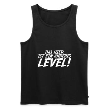das hier ist ein anderes Level Geschenk - Männer Premium Bio Tank Top - Schwarz - Vorne - Michal (187cm)