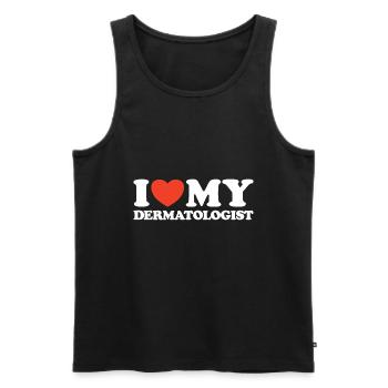 I love my Dermatologist Herz Shirt - Männer Premium Bio Tank Top - Schwarz - Vorne - Michal (187cm)