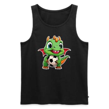 02 Baby Drache mit Fussball Kinderbild lustig - Männer Premium Bio Tank Top - Schwarz - Vorne - AI Model Male 178 light (178cm)