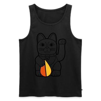 Maneki Neko "Kōreisha" oldschool - Dark Contour - Männer Premium Bio Tank Top - Schwarz - Vorne - AI Model Male 178 light (178cm)