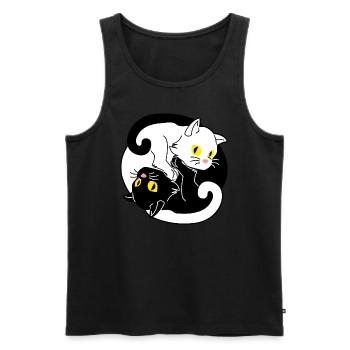 Mignon Yin Yang Cat Grand cadeau Chat Fan - Débardeur bio Premium Homme - noir - Devant - Michal (187cm)