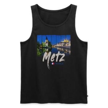 Metz Grand Est Frankreich bei Nacht Vintage Souven - Männer Premium Bio Tank Top - Schwarz - Vorne - AI Model Male 178 light (178cm)