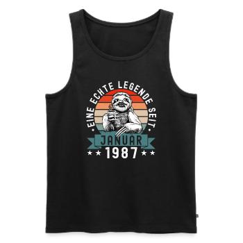 Faultier Geburtstag Januar 1987 Geboren Jahrgang - Männer Premium Bio Tank Top - Schwarz - Vorne - Michal (187cm)