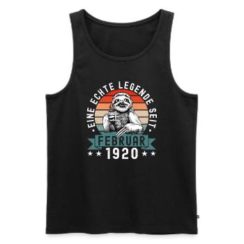 Faultier Geburtstag Februar 1920 Geboren Jahrgang - Männer Premium Bio Tank Top - Schwarz - Vorne - Michal (187cm)