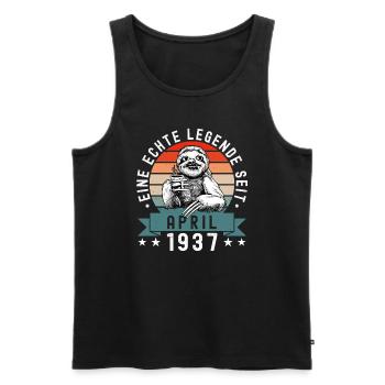 Faultier Geburtstag April 1937 Geboren Jahrgang - Männer Premium Bio Tank Top - Schwarz - Vorne - Michal (187cm)