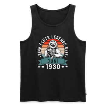 Faultier Geburtstag Juni 1930 Geboren Jahrgang - Männer Premium Bio Tank Top - Schwarz - Vorne - Michal (187cm)