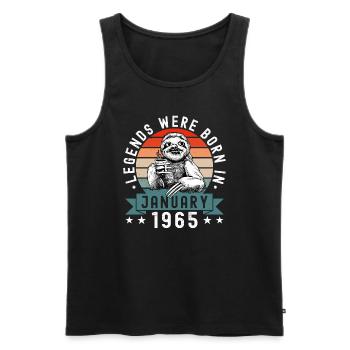 Legends Were Born In January 1965 Sloth Sloth - Men's Premium Organic Tank Top - black - Front - Michal (187cm)