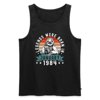 Legends Were Born In January 1984 Sloth Sloth - Men's Premium Organic Tank Top - black - Front - AI Model Male 178 light (178cm)