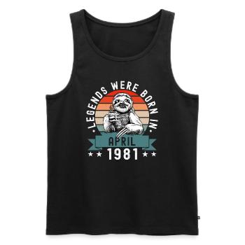 Legends Were Born In April 1981 Faultier Sloth - Men's Premium Organic Tank Top - black - Front - Michal (187cm)