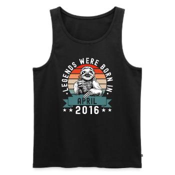 Legends Were Born In April 2016 Faultier Sloth - Men's Premium Organic Tank Top - black - Front - Michal (187cm)