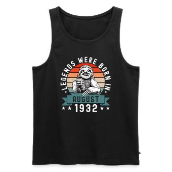 Legends Were Born In August 1932 Faultier Sloth - Men's Premium Organic Tank Top - black - Front - Michal (187cm)