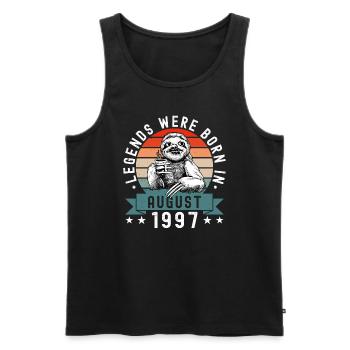 Legends Were Born In August 1997 Faultier Sloth - Men's Premium Organic Tank Top - black - Front - Michal (187cm)