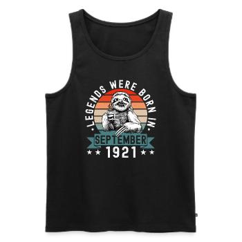 Legends Were Born In September 1921 Faultier Sloth - Men's Premium Organic Tank Top - black - Front - Michal (187cm)