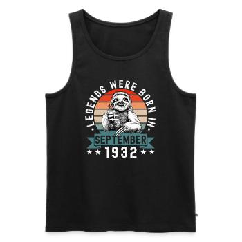 Legends Were Born In September 1932 Faultier Sloth - Men's Premium Organic Tank Top - black - Front - Michal (187cm)