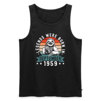 Legends Were Born In September 1959 Faultier Sloth - Men's Premium Organic Tank Top - black - Front - Michal (187cm)