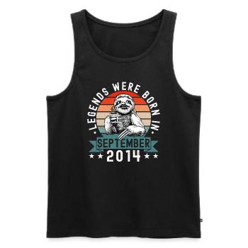 Legends Were Born In September 2014 Faultier Sloth - Men's Premium Organic Tank Top - black - Front - Michal (187cm)
