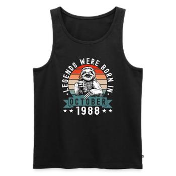 Legends Were Born In October 1988 Sloth Sloth - Men's Premium Organic Tank Top - black - Front - Michal (187cm)