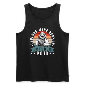 Legends Were Born In October 2010 Sloth Sloth - Men's Premium Organic Tank Top - black - Front - AI Model Male 178 light (178cm)