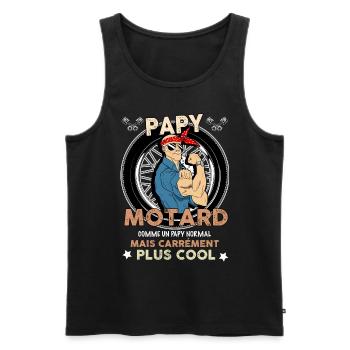 Le Papy Motard Le Plus Cool C'est Mon Papy - Débardeur bio Premium Homme - noir - Devant - Michal (187cm)