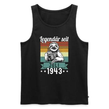 Paresseux légendaire depuis juillet 1943 anniversaire - Débardeur bio Premium Homme - noir - Devant - Michal (187cm)