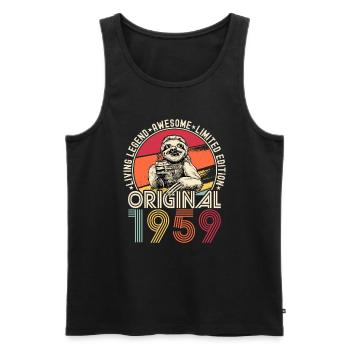 1959 Birthday vintage vintage sloth gift - Men's Premium Organic Tank Top - black - Front - Michal (187cm)