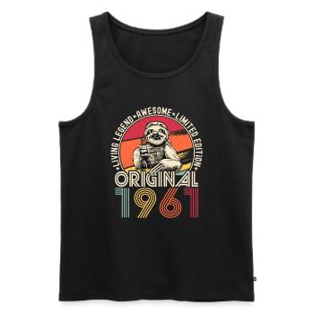 1961 Birthday vintage vintage sloth gift - Men's Premium Organic Tank Top - black - Front - AI Model Male 178 light (178cm)