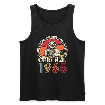 1965 Birthday vintage vintage sloth gift - Men's Premium Organic Tank Top - black - Front - Michal (187cm)