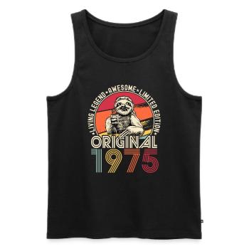 1975 Birthday vintage vintage sloth gift - Men's Premium Organic Tank Top - black - Front - Michal (187cm)