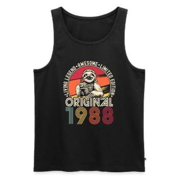 1988 Birthday vintage vintage sloth gift - Men's Premium Organic Tank Top - black - Front - Michal (187cm)