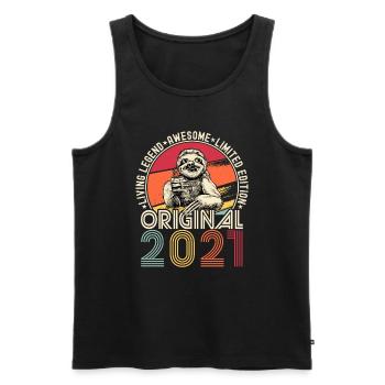 2021 Anniversaire vintage vintage cadeau paresseux - Débardeur bio Premium Homme - noir - Devant - Michal (187cm)