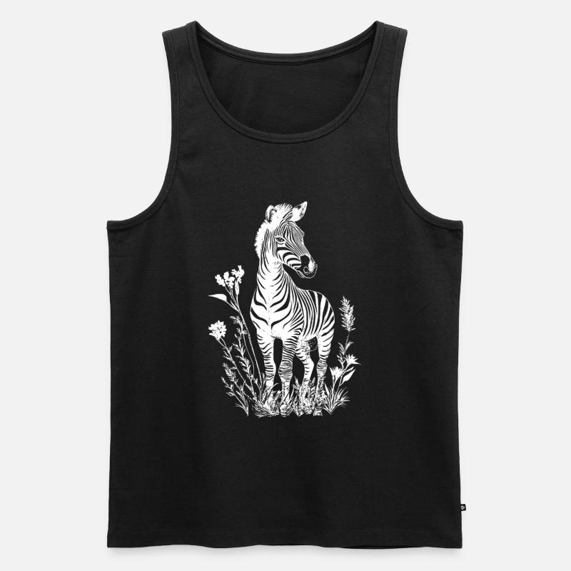 Zebra Blumen Floral - Männer Premium Bio Tank Top - Schwarz