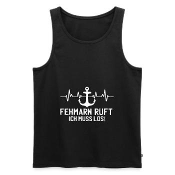 Fehmarn ruft Herzschlag Ostseeinsel Anker - Männer Premium Bio Tank Top - Schwarz - Vorne - Michal (187cm)