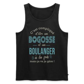 boulanger bogosse Cadeau humour boulanger pain - Débardeur bio Premium Homme - noir - Devant - Michal (187cm)