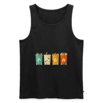 Vintage Retro Mülltonne Recycle - Männer Premium Bio Tank Top - Schwarz - Vorne - Michal (187cm)