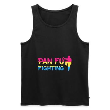 PAN FU Fighting/ Pansexual, CSD Gay Pride - Men's Premium Organic Tank Top - black - Front - Michal (187cm)