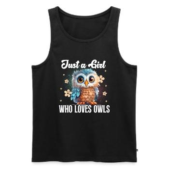 Owl Owls - Men's Premium Organic Tank Top - black - Front - AI Model Male 178 light (178cm)