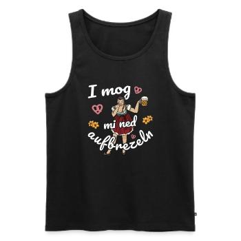 I mog mi ned Aufbrezeln Volksfest Trachten Dirndl - Männer Premium Bio Tank Top - Schwarz - Vorne - Michal (187cm)