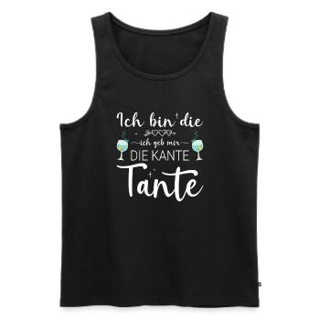 Ich bin die ich geb mir die Kante Tante Sekt Wein - Männer Premium Bio Tank Top - Schwarz - Vorne - Michal (187cm)