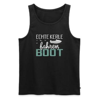 Real guys driving boat boat owner captain - Men's Premium Organic Tank Top - black - Front - Michal (187cm)