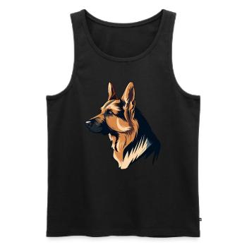 GERMAN SHEPHERD ART PETS PUPPY DOG ANIMALS DRAWING - Men's Premium Organic Tank Top - black - Front - AI Model Male 178 light (178cm)