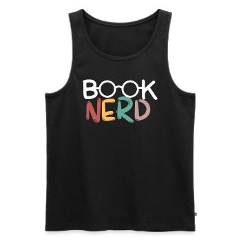Book nerd - Men's Premium Organic Tank Top - black - Front - AI Model Male 178 light (178cm)