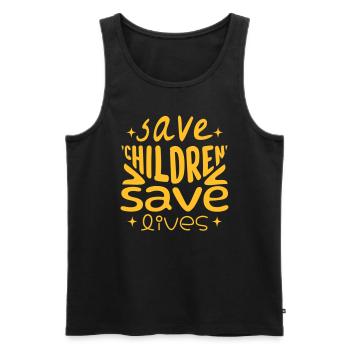 Save Children, Save Lives - Men's Premium Organic Tank Top - black - Front - AI Model Male 178 light (178cm)