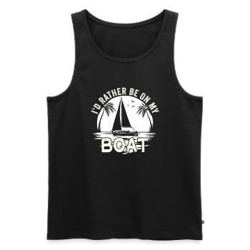 I'd rather be on my Boat Sailor Skipper & Captain - Men's Premium Organic Tank Top - black - Front - Michal (187cm)