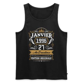 Janvier 1996 27 Ans Rétro Cadeau D'anniversaire - Débardeur bio Premium Homme - noir - Devant - Michal (187cm)