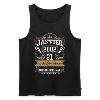 Janvier 2002 21 Ans Rétro Cadeau D'anniversaire - Débardeur bio Premium Homme - noir - Devant - Michal (187cm)