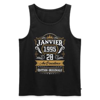 Janvier 1995 28 Ans Rétro Cadeau D'anniversaire - Débardeur bio Premium Homme - noir - Devant - Michal (187cm)