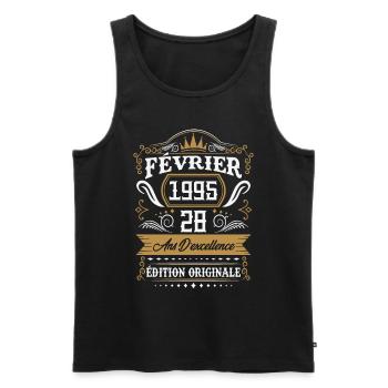 Février 1995 28 Ans Rétro Cadeau D'anniversaire - Débardeur bio Premium Homme - noir - Devant - Michal (187cm)
