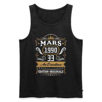 Mars 1990 33 Ans Rétro Cadeau D'anniversaire - Débardeur bio Premium Homme - noir - Devant - Michal (187cm)